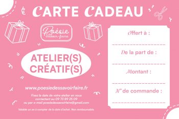 Carte cadeau ateliers créatifs au Lieu à Pontoise - Poésie des Savoir-faire